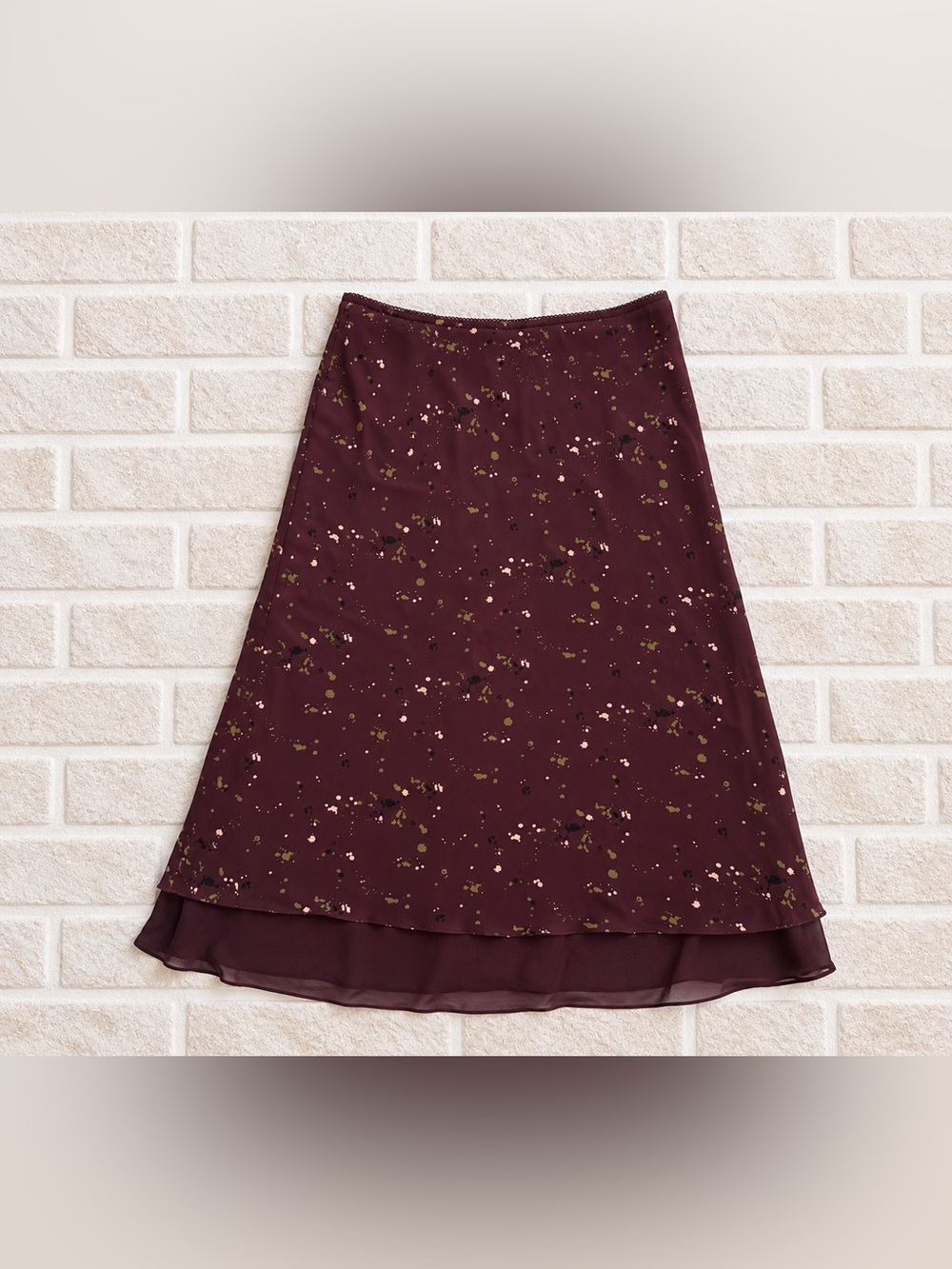 Vintage Y2K 100% Silk Purple Plum Burgundy Whimsigoth Boho Midi Skirt XL i.e. - Picture 3 of 5